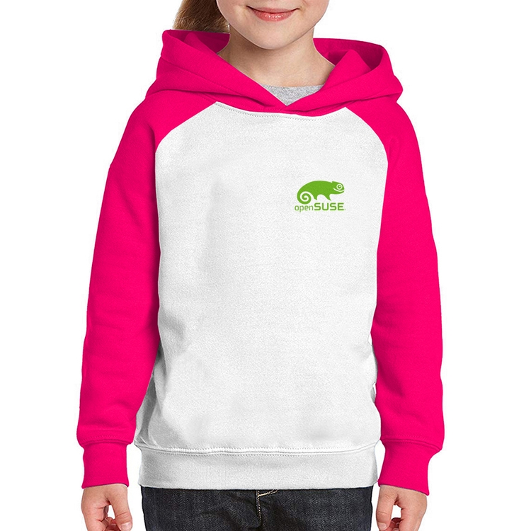Moletom Infantil openSUSE Linux - Branco/Rosa