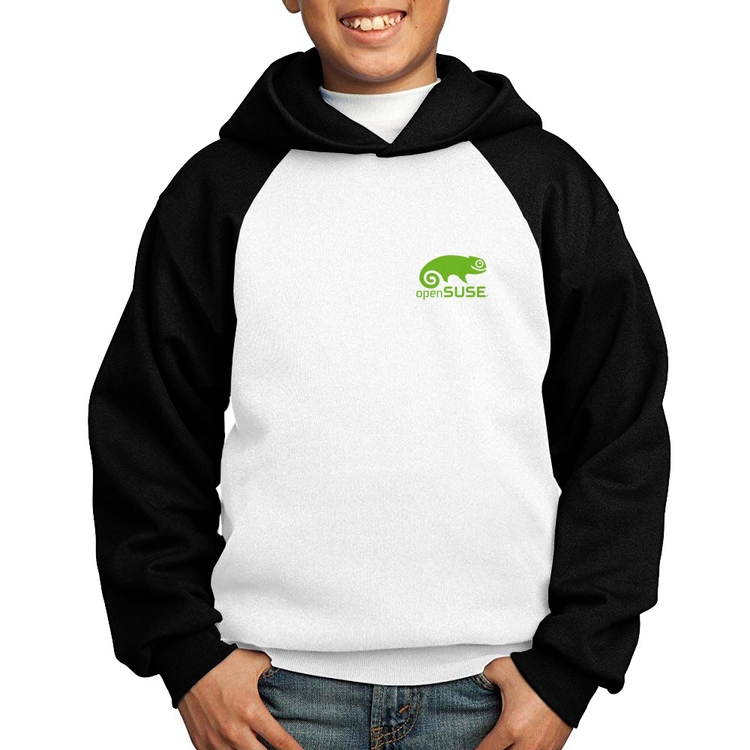 Moletom Infantil openSUSE Linux - Branco/Preto
