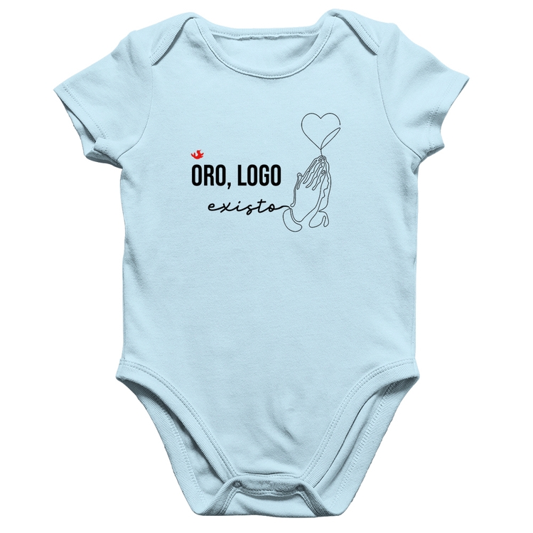 Body Bebê Algodão Oro, logo existo - Azul Bebê