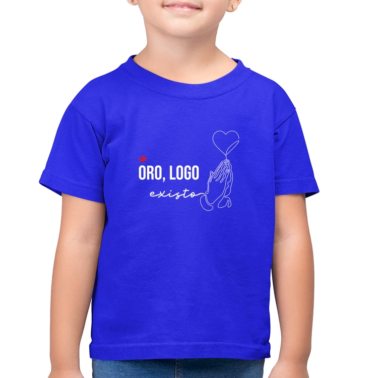 Camiseta Algodão Infantil Oro, logo existo - Azul Royal