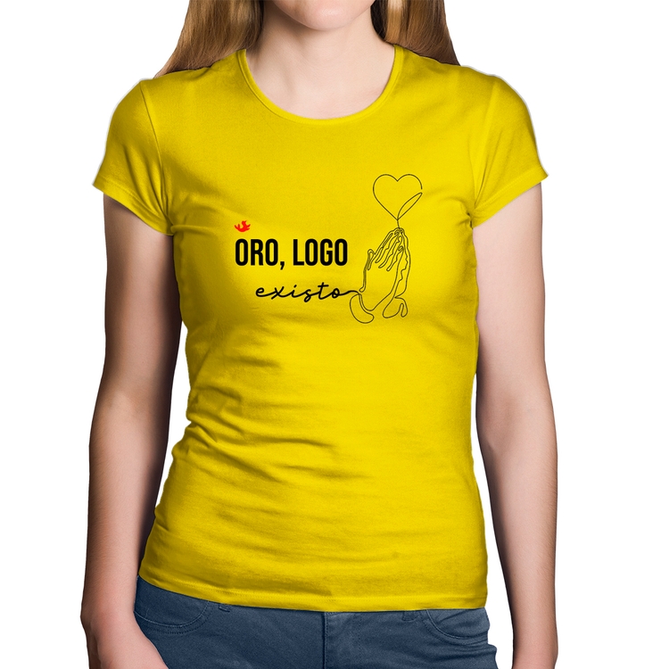 Baby Look Algodão Oro, logo existo - Amarela