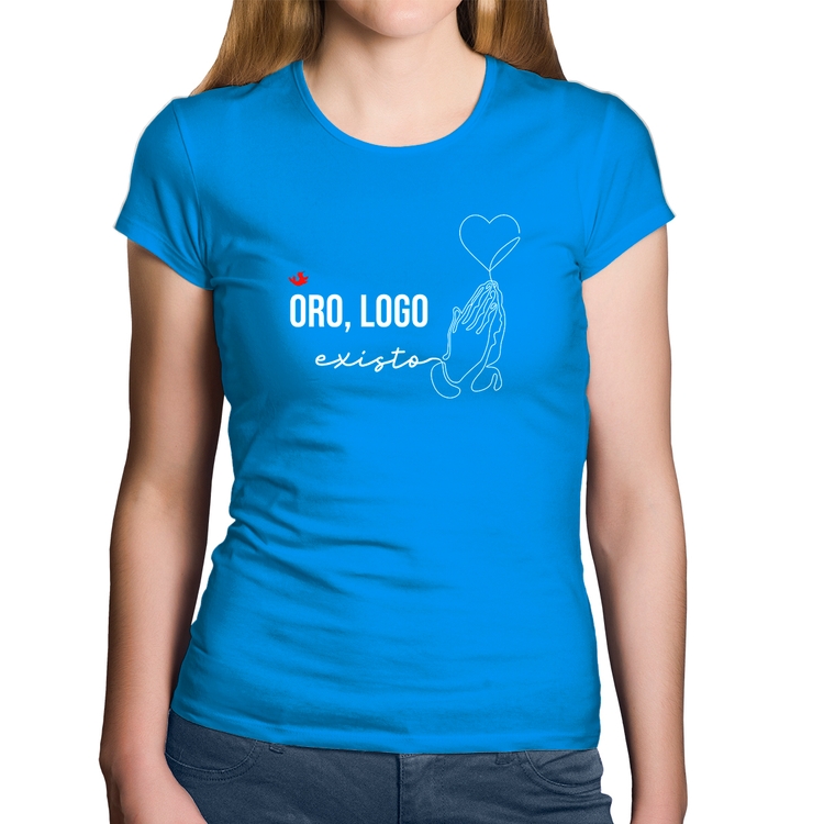 Baby Look Algodão Oro, logo existo - Azul