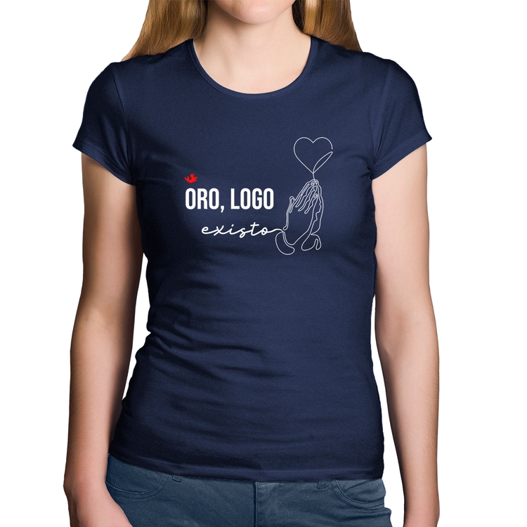 Baby Look Algodão Oro, logo existo - Marinho