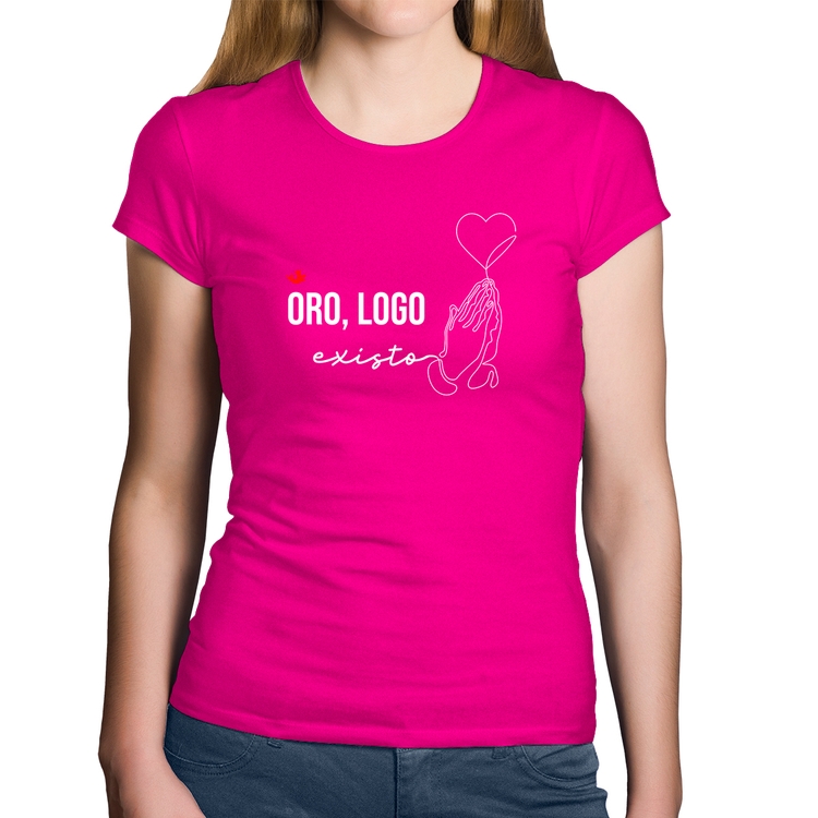 Baby Look Algodão Oro, logo existo - Rosa