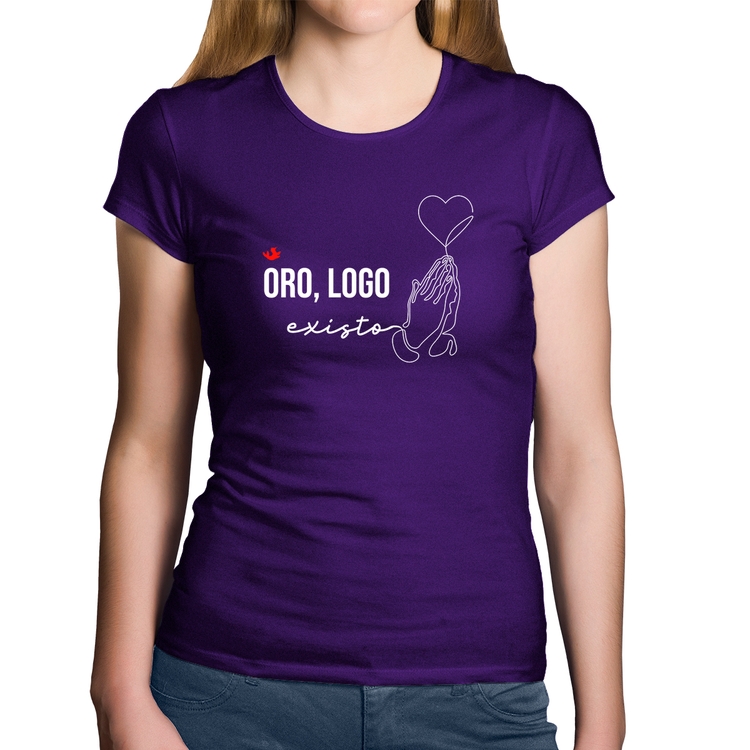 Baby Look Algodão Oro, logo existo - Roxa