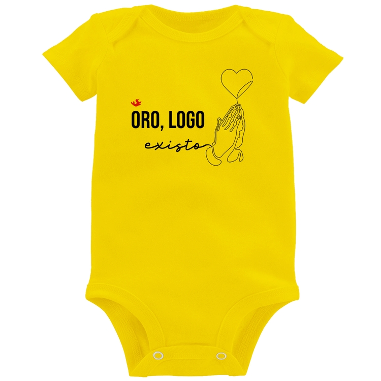 Body Bebê Oro, logo existo - Amarelo