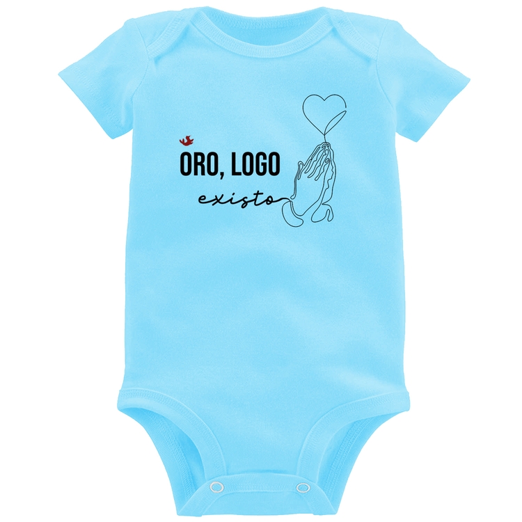 Body Bebê Oro, logo existo - Azul Bebê