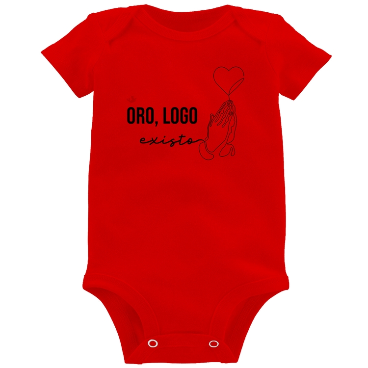 Body Bebê Oro, logo existo - Vermelho