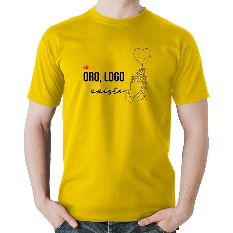 Camiseta Algodão Oro, logo existo - Amarela