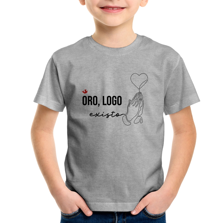 Camiseta Infantil Oro, logo existo - Cinza