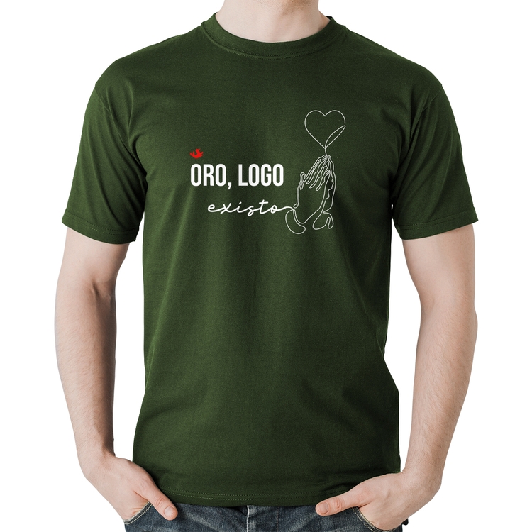 Camiseta Algodão Oro, logo existo - Musgo