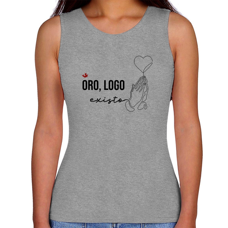 Regata Feminina Oro, logo existo - Cinza