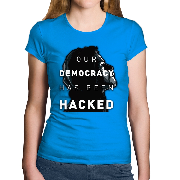 Baby Look Algodão Our Democracy Has Been Hacked - Azul