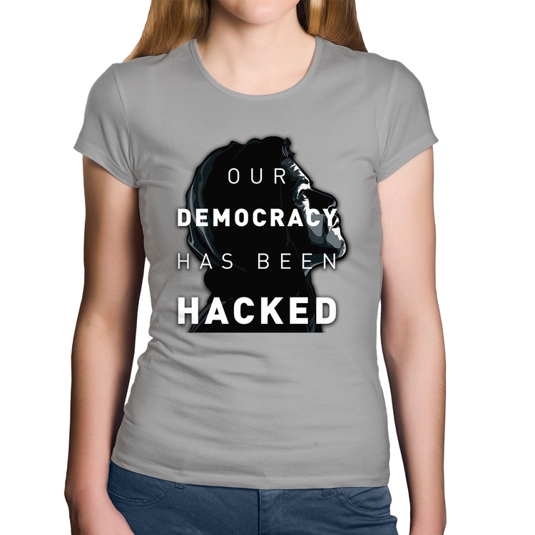 Baby Look Algodão Our Democracy Has Been Hacked - Cinza