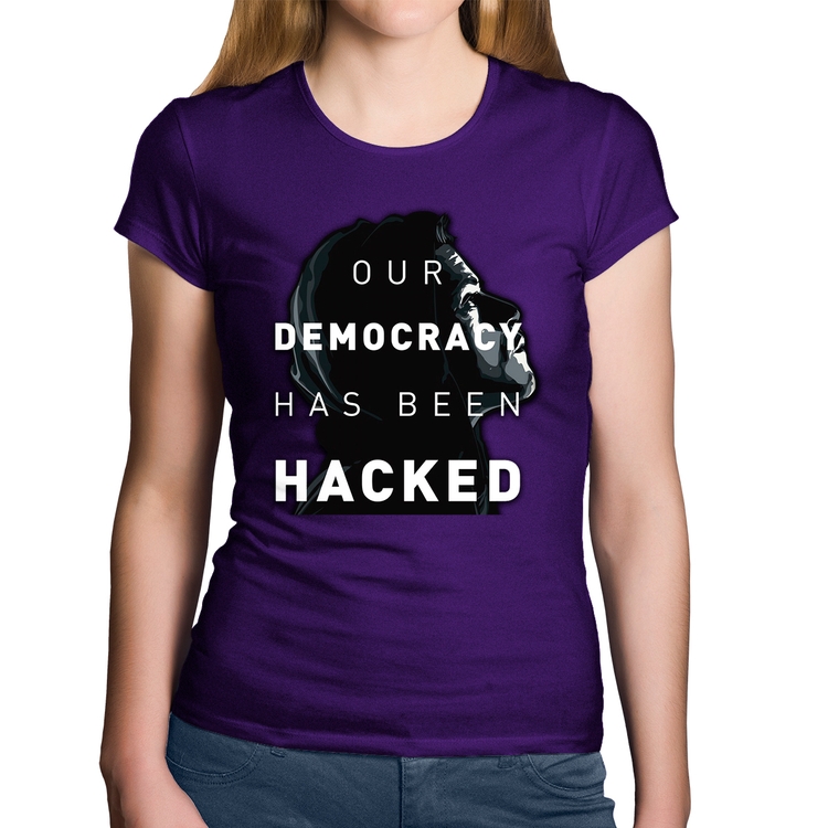 Baby Look Algodão Our Democracy Has Been Hacked - Roxa