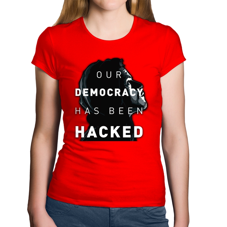 Baby Look Algodão Our Democracy Has Been Hacked - Vermelha