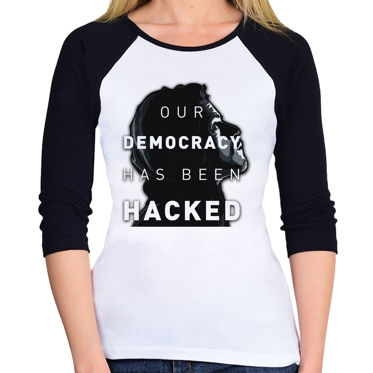 Baby Look Raglan Our Democracy Has Been Hacked Manga 3/4