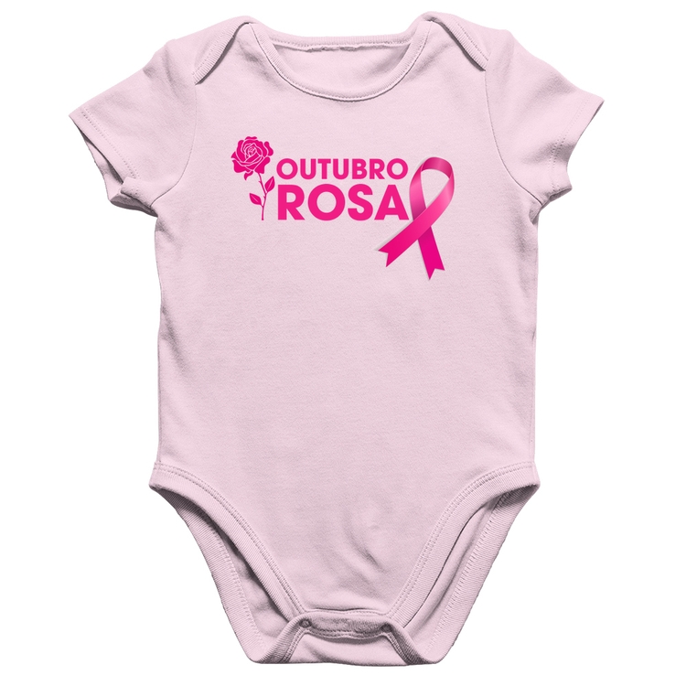 Body Bebê Algodão Outubro Rosa - Rosa Bebê