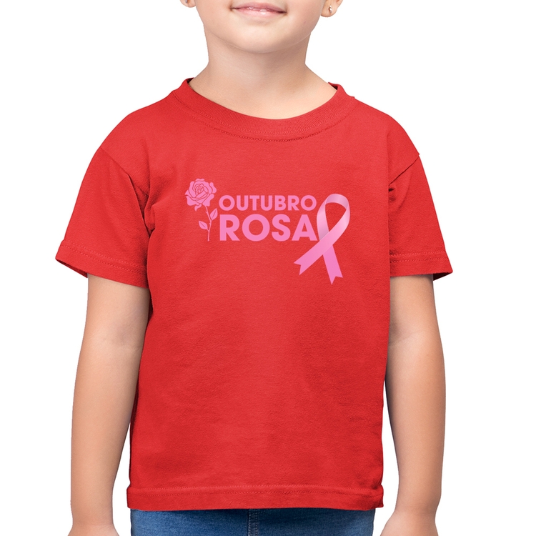 Camiseta Algodão Infantil Outubro Rosa - Vermelha