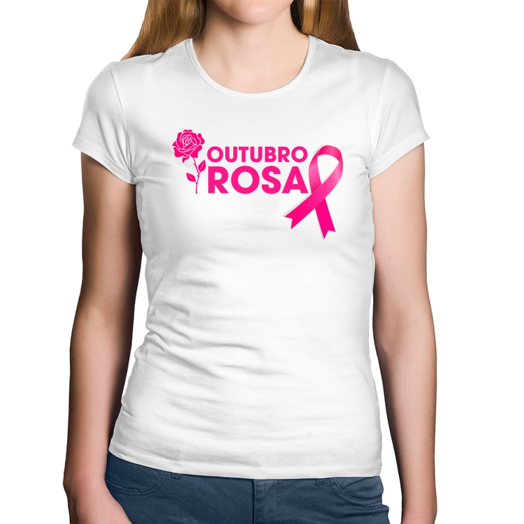 Baby Look Algodão Outubro Rosa - Branca