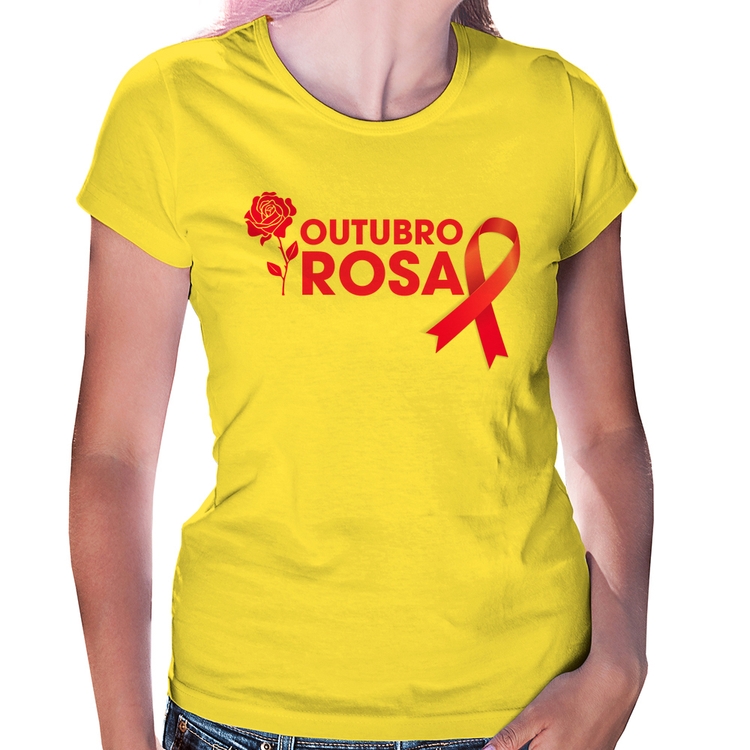 Baby Look Outubro Rosa - Amarela