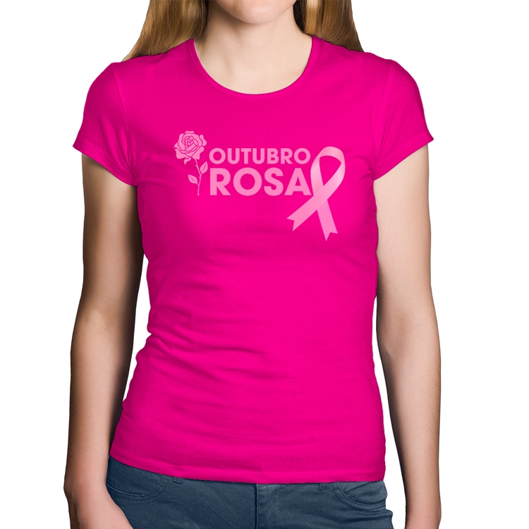 Baby Look Algodão Outubro Rosa - Rosa