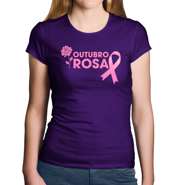 Baby Look Algodão Outubro Rosa - Roxa