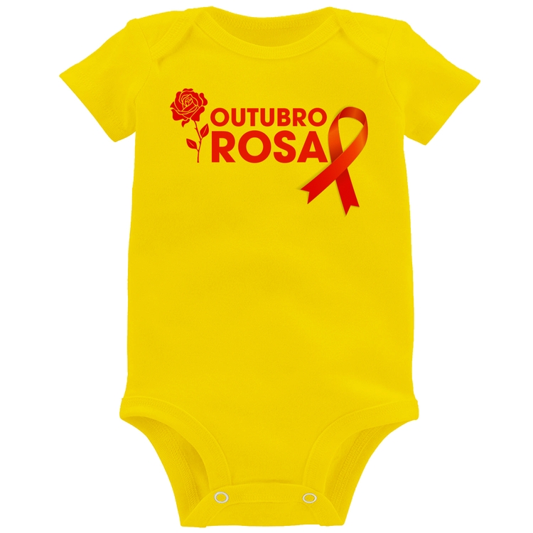 Body Bebê Outubro Rosa - Amarelo