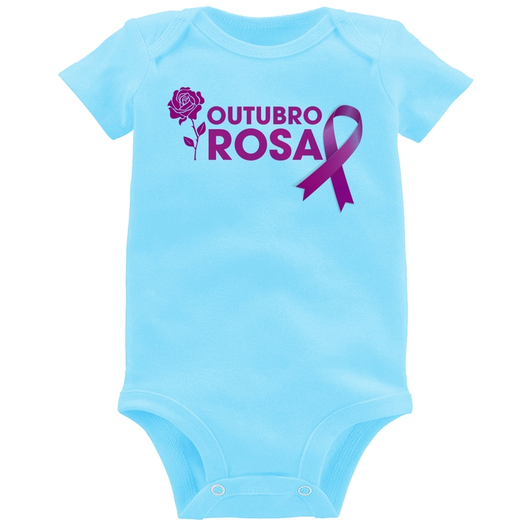 Body Bebê Outubro Rosa - Azul Bebê
