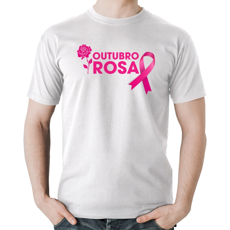 Camiseta Algodão Outubro Rosa - Branca
