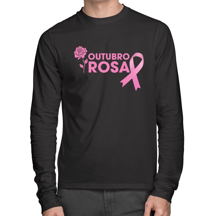 Camiseta Algodão Outubro Rosa Manga Longa