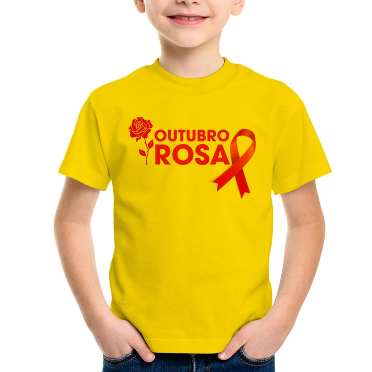 Camiseta Infantil Outubro Rosa - Amarela