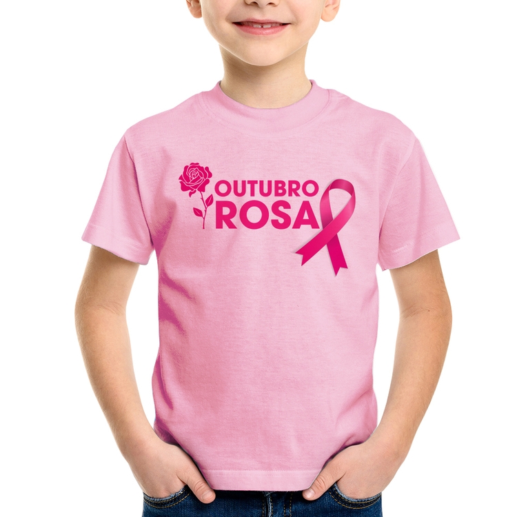 Camiseta Infantil Outubro Rosa - Rosa Bebê