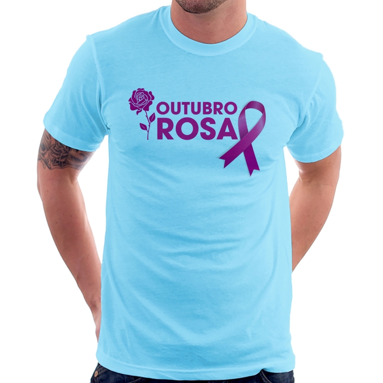 Camiseta Outubro Rosa - Azul Bebê