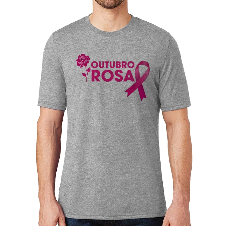 Camiseta Outubro Rosa - Cinza