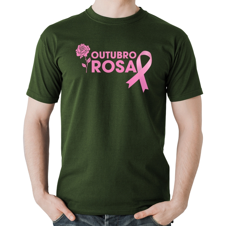 Camiseta Algodão Outubro Rosa - Musgo