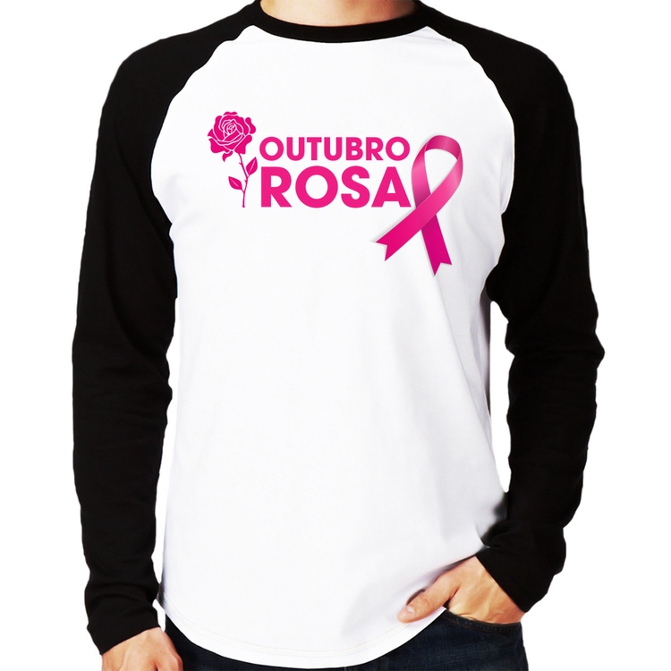 Camiseta Raglan Outubro Rosa Manga Longa