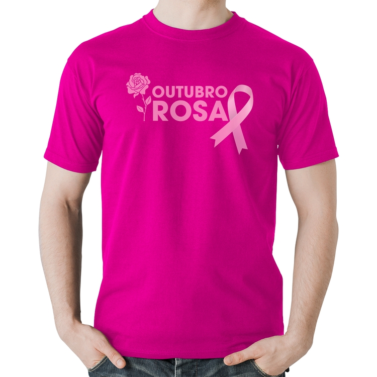 Camiseta Algodão Outubro Rosa - Rosa