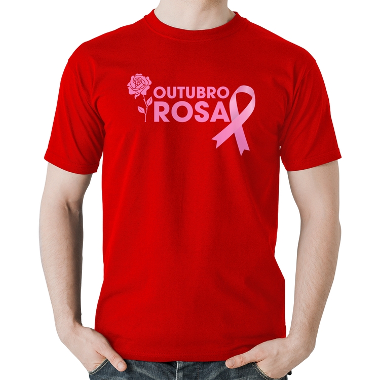 Camiseta Algodão Outubro Rosa - Vermelha