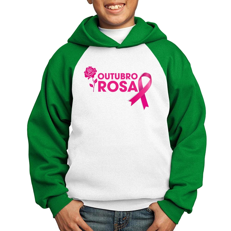 Moletom Infantil Outubro Rosa - Branco/Verde