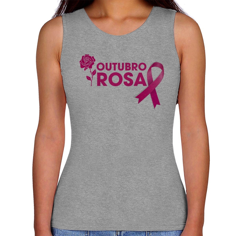 Regata Feminina Outubro Rosa - Cinza