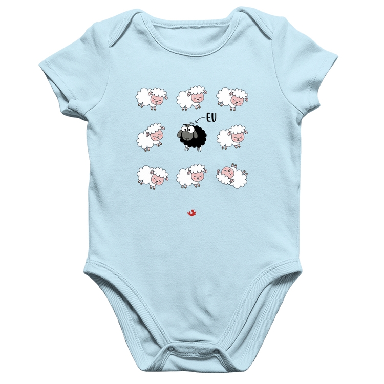 Body Bebê Algodão Ovelha Negra - Azul Bebê