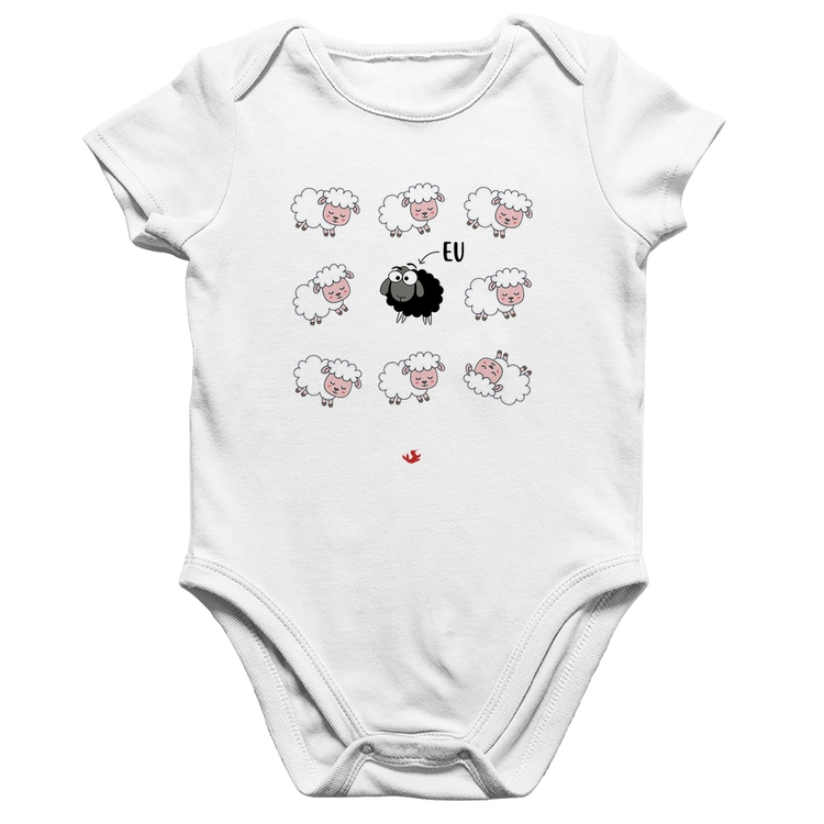 Body Bebê Algodão Ovelha Negra - Branco