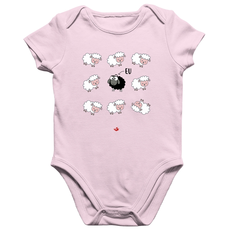 Body Bebê Algodão Ovelha Negra - Rosa Bebê