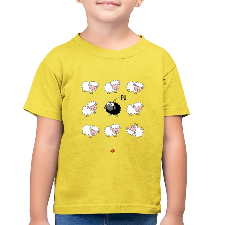 Camiseta Algodão Infantil Ovelha Negra - Amarelo Canário