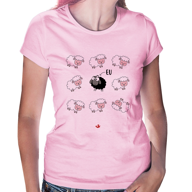 Baby Look Ovelha Negra - Rosa Bebê