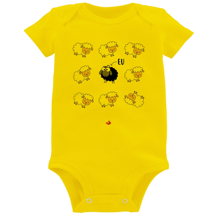 Body Bebê Ovelha Negra - Amarelo