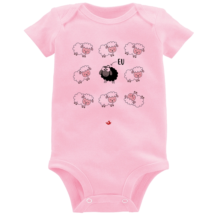 Body Bebê Ovelha Negra - Rosa Bebê