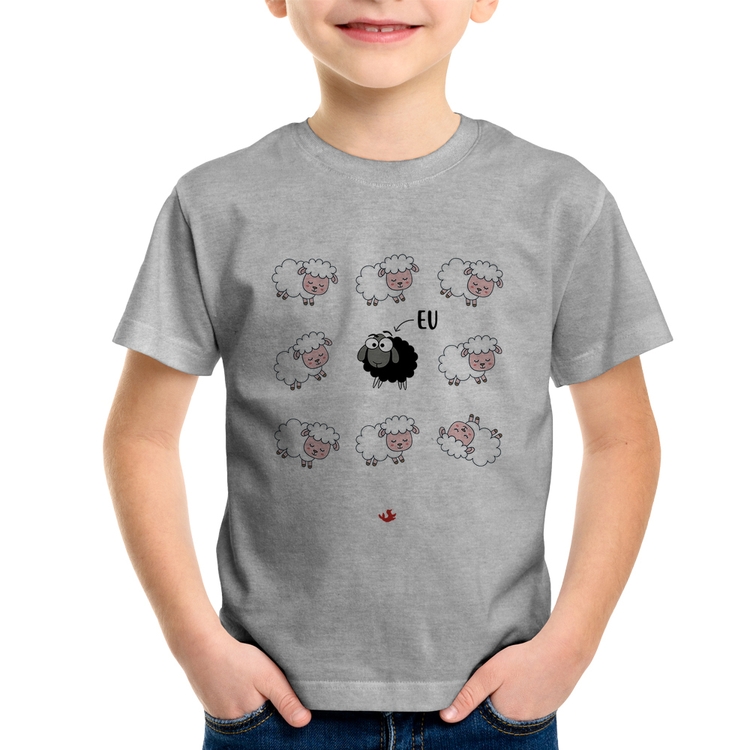 Camiseta Infantil Ovelha Negra - Cinza