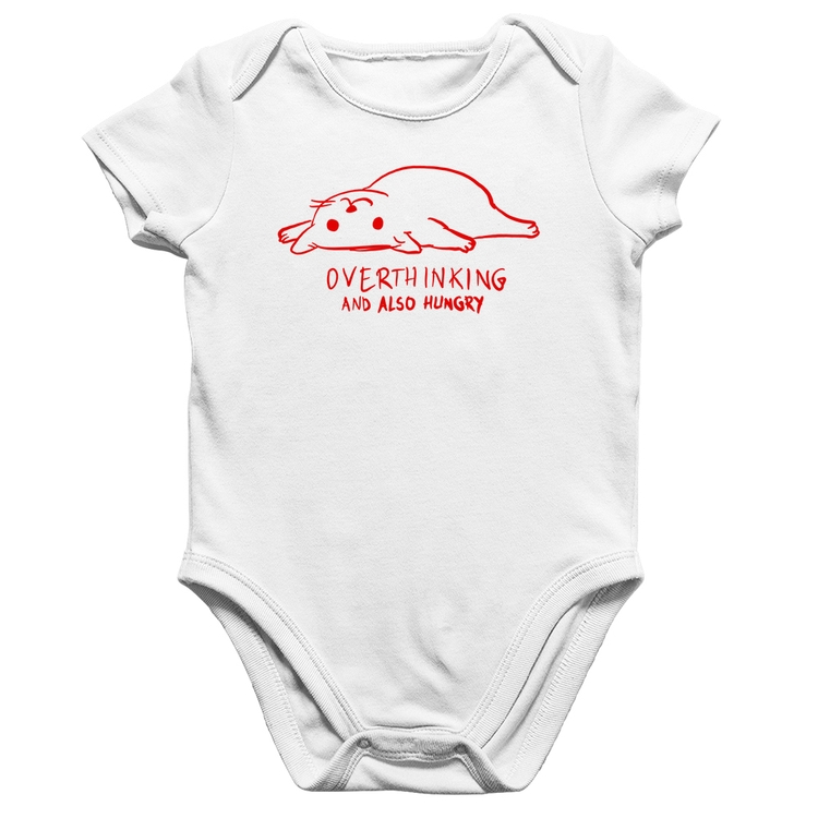 Body Bebê Algodão Overthinking And Also Hungry - Branco